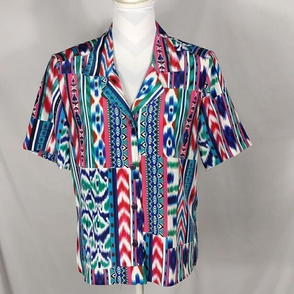 Vtg. Notations Colorful Southwestern Blouse - Picture 1 of 6